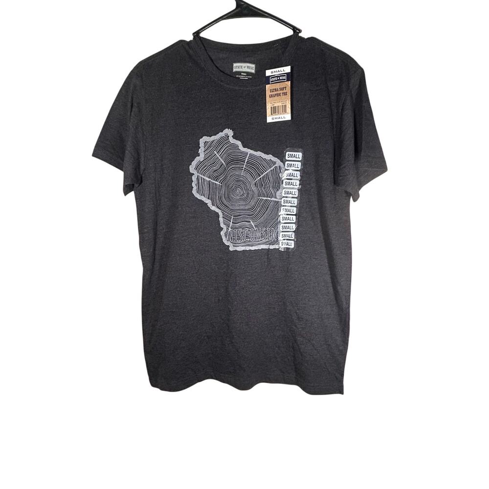 NWT State of Mine Wisconsin Graphic Tee Shirt Size Small Black New With Tags
